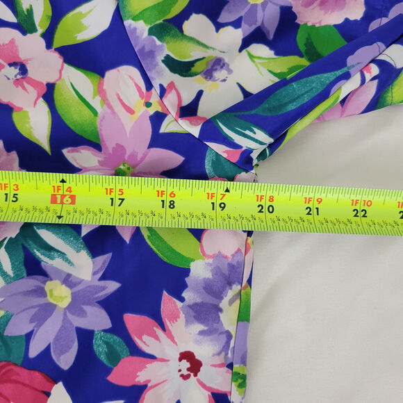 Kathie Lee Shirt Womens 6 Top Multicolor Floral Short Sleeve Round Keyhole Neck - Picture 5 of 10